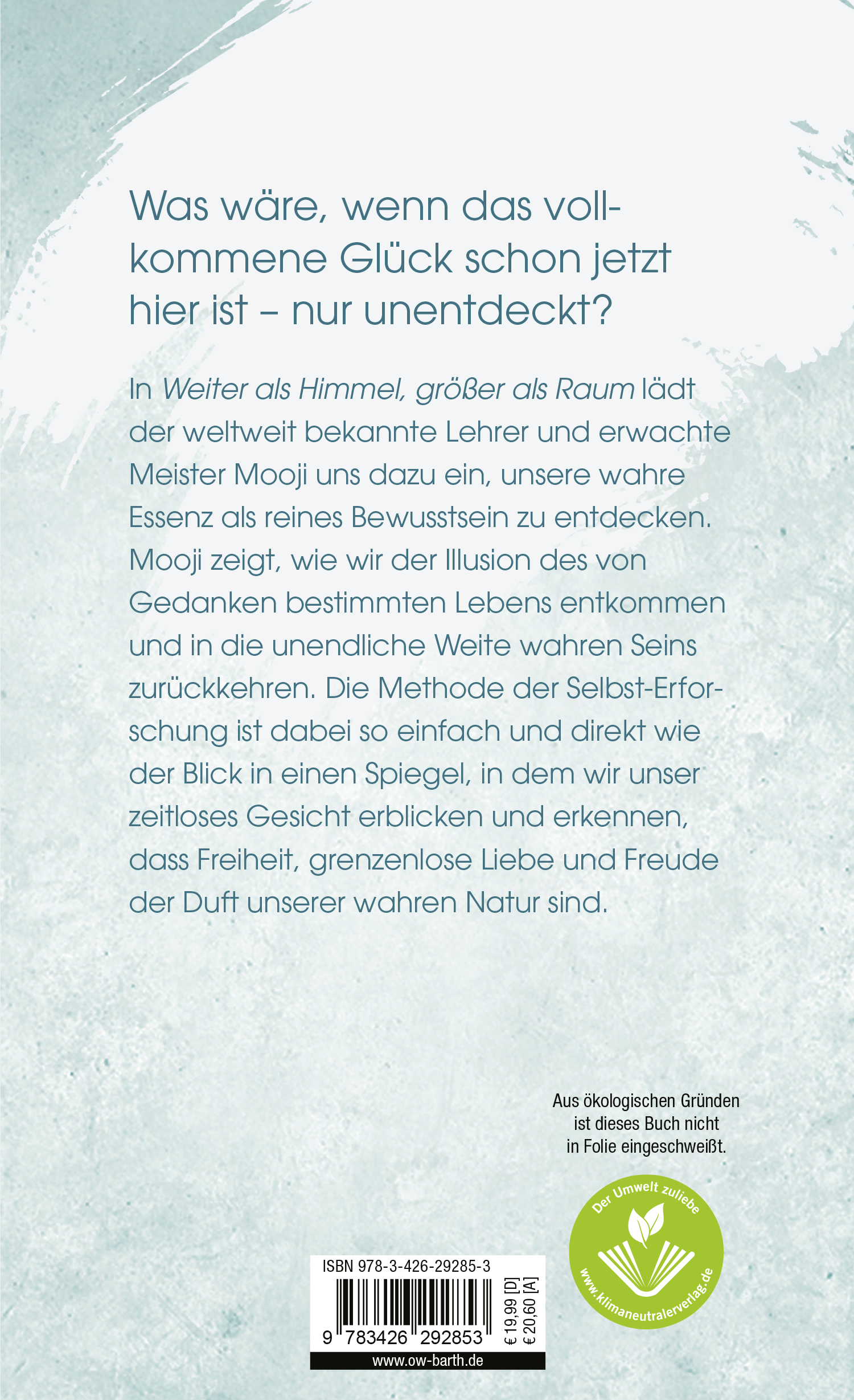 Rückseitencover Weiter als Himmel, größer als Raum