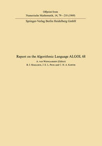 Vorderes Coverbild Report of Algorithmic Language ALGOL 68