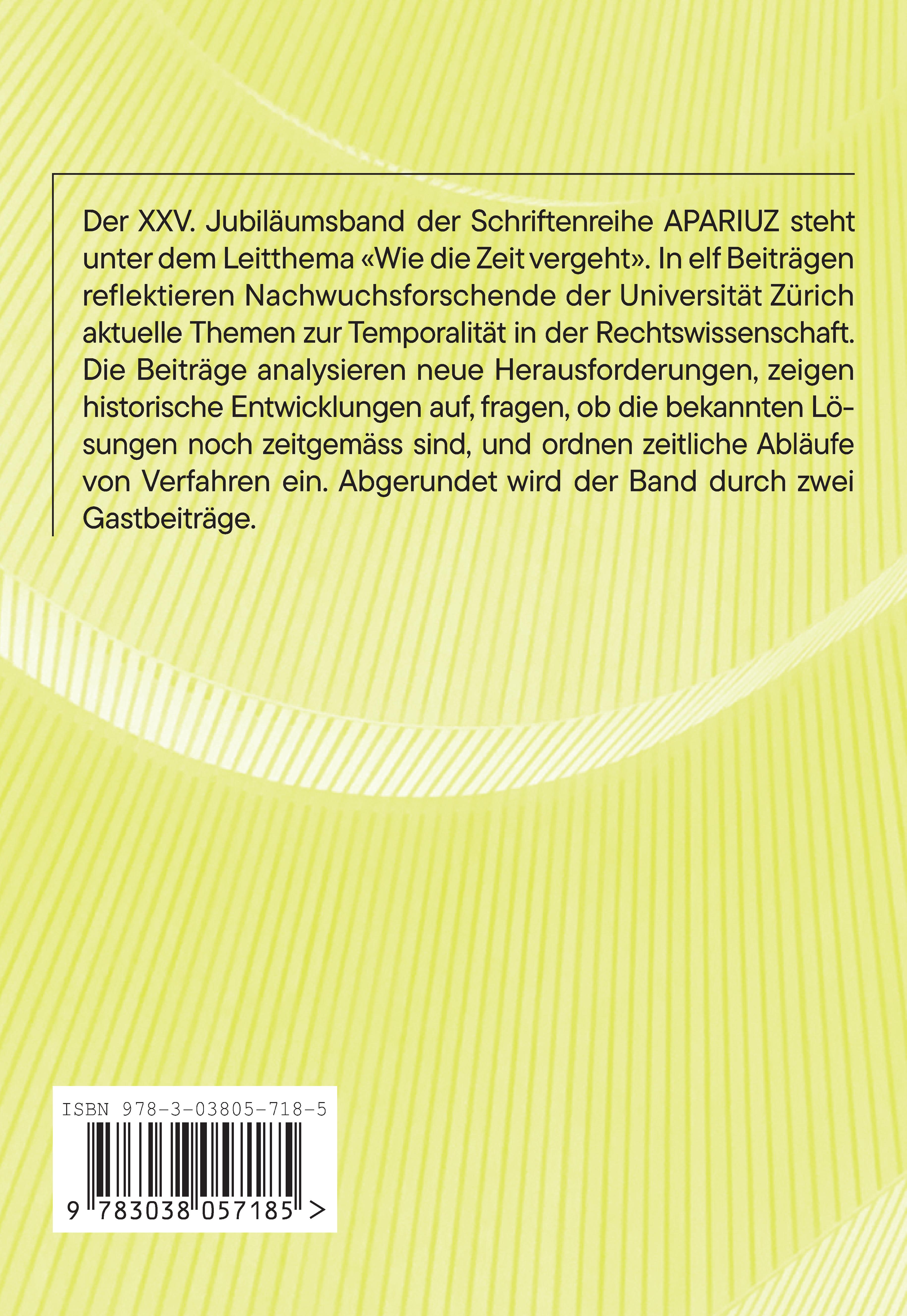 Rückseitencover Wie die Zeit vergeht – APARIUZ XXV