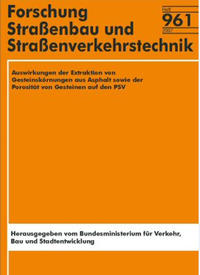 Vorderes Coverbild Auswirkungen der Extraktion von Gesteinskörnungen aus Asphalt sowie der Porosität von Gesteinen auf den PSV