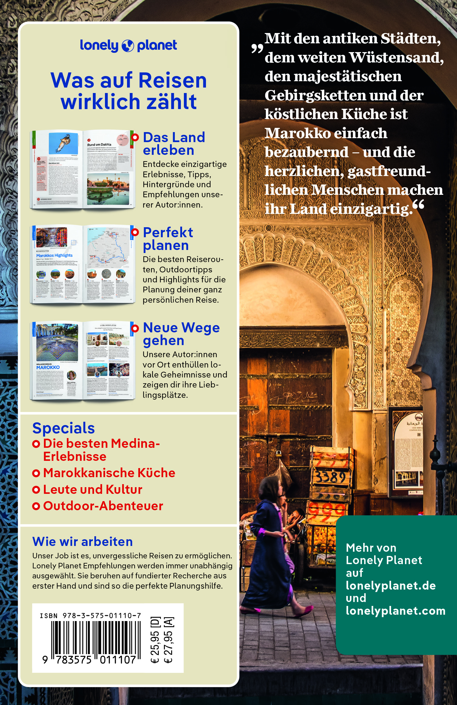 Rückseitencover LONELY PLANET Reiseführer Marokko