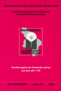 Vorderes Coverbild Familienregister der Gemeinde Lastrup aus dem Jahr 1750