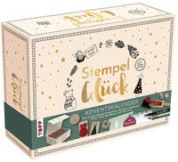 Vorderes Coverbild Adventskalender Stempel-Glück. Mehr als 24 Stempel, Anleitungsbuch und Zubehör