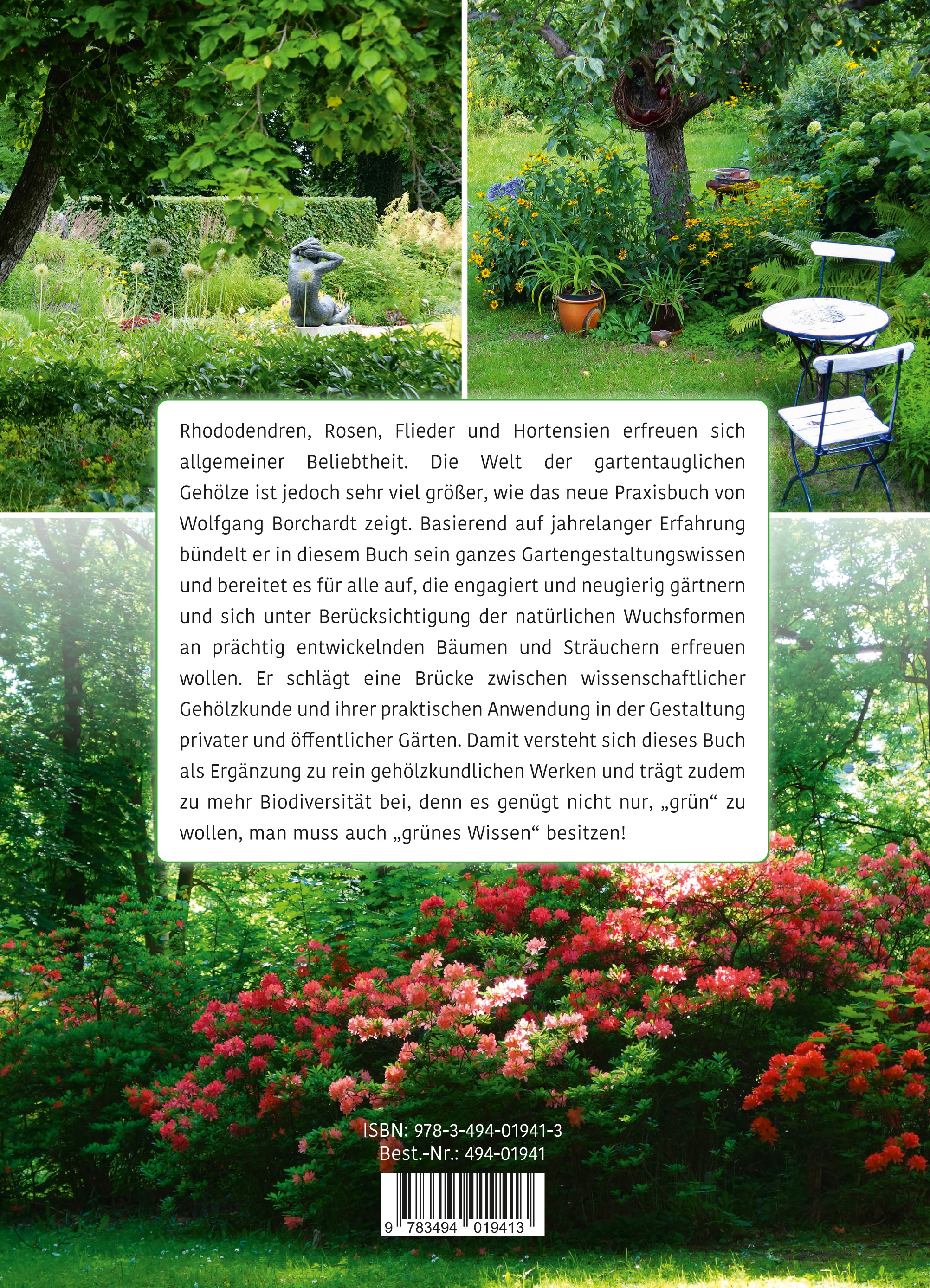 Rückseitencover Gartengestaltung mit Bäumen und Sträuchern