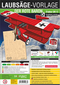 Vorderes Coverbild 3D Laubsägevorlage Der Rote Baron (Dreidecker Fokker DR 1)