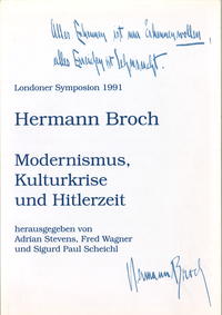 Vorderes Coverbild Hermann Broch. Modernismus, Kulturkrise und Hitlerzeit