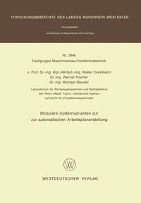 Vorderes Coverbild Modulare Systemvarianten zur automatischen Arbeitsplanerstellung