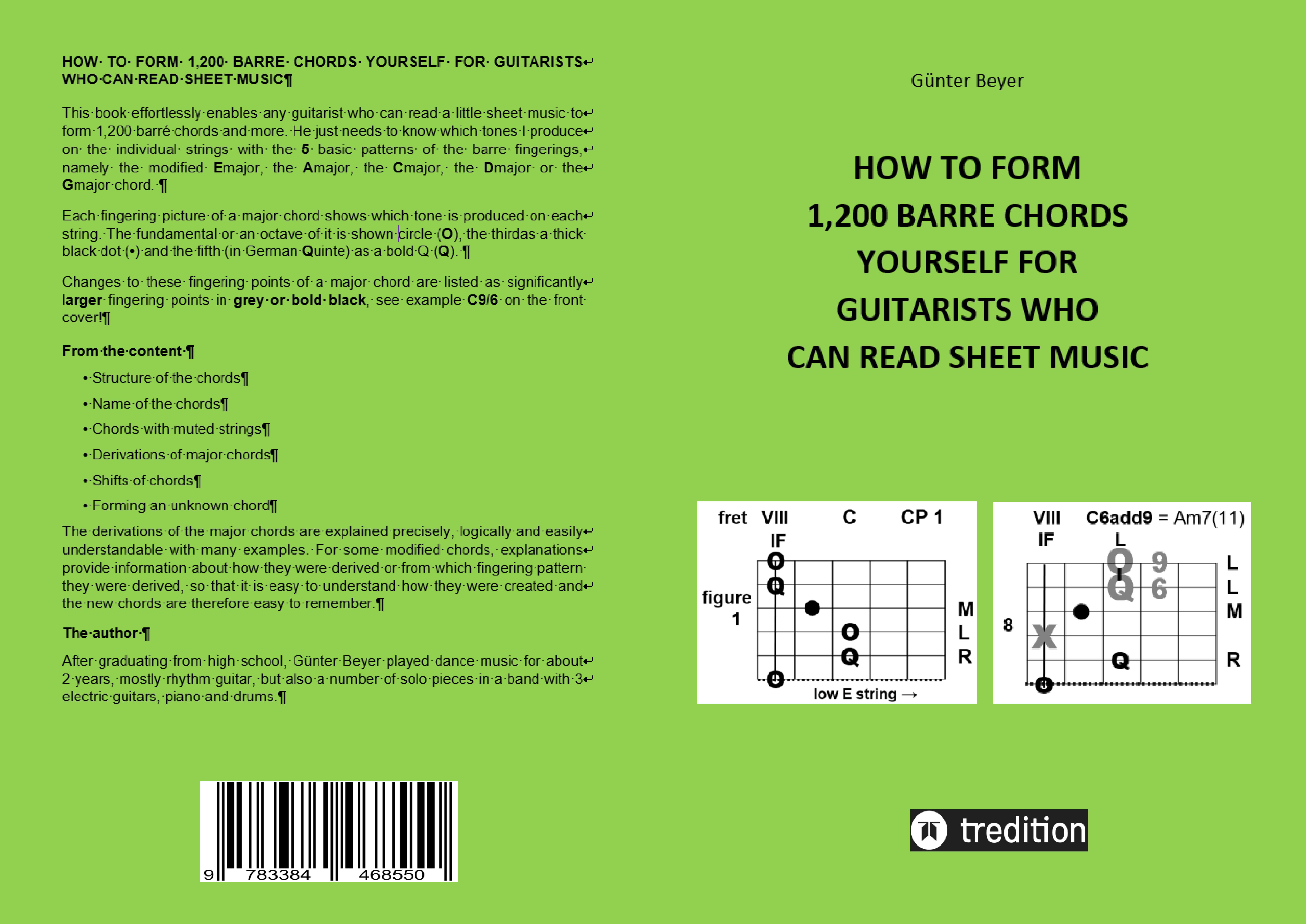 Gesamtes Coverbild HOW TO FORM 1,200 BARRE CHORDS YOURSELF FOR GUITARISTS WHO CAN READ SHEET MUSIC