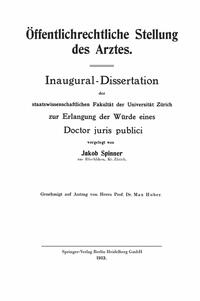Vorderes Coverbild Öffentlichrechtliche Stellung des Arztes