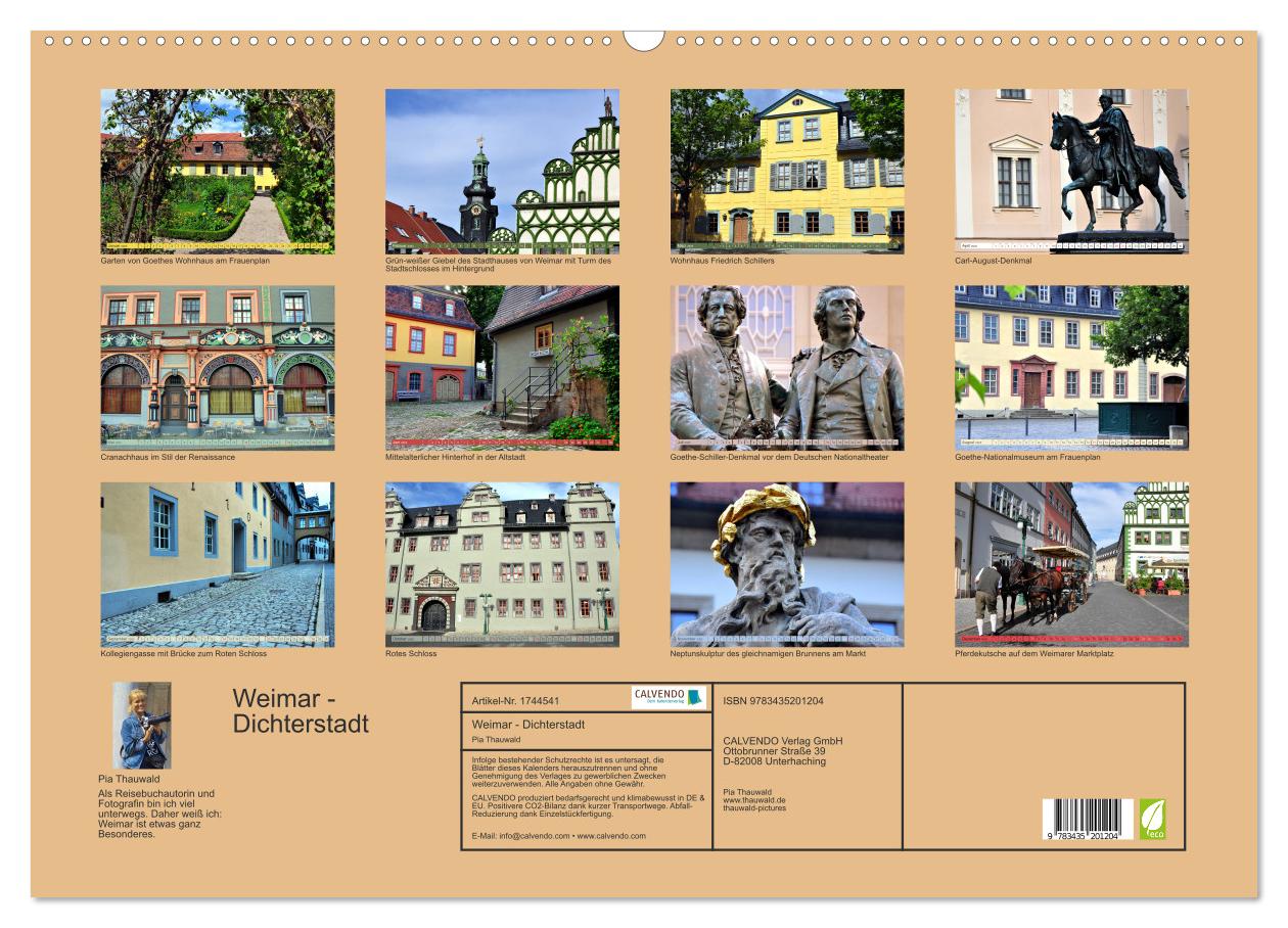 Beispielinhalt (Bild) Weimar - Dichterstadt (Wandkalender 2025 DIN A2 quer), CALVENDO Monatskalender
