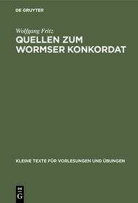 Vorderes Coverbild Quellen zum Wormser Konkordat
