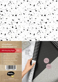 Vorderes Coverbild Geschenkpapier Set: Schwarz-weiß Terrazzo (grafisch, modern)