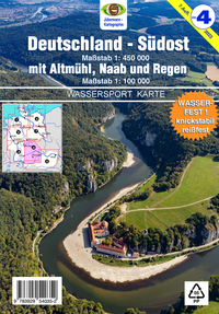 Vorderes Coverbild Wassersport-Wanderkarte / Deutschland Südost mit Altmühl, Naab und Regen für Kanu- und Rudersport