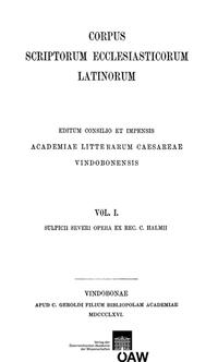 Vorderes Coverbild Sulpicii Severi libri qui supersunt