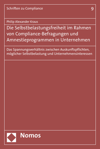 Vorderes Coverbild Die Selbstbelastungsfreiheit im Rahmen von Compliance-Befragungen und Amnestieprogrammen in Unternehmen