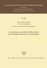 Vorderes Coverbild Umwandlungen in warmfesten Stählen, Versuch einer Gleichgewichtsdarstellung der Karbidphasen
