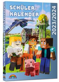 Vorderes Coverbild Schülerkalender 2023/2024 mit Minecraft inklusive Tipps, Tricks & Crafting-Rezepten