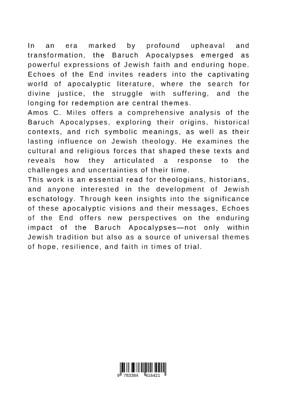 Rückseitencover Echoes of the End: The Apocalyptic Narratives of Baruch
