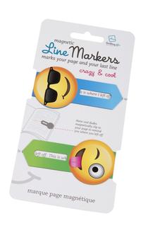 Vorderes Coverbild Line Markers (Emoji/Crazy&Cool) - Magnetische Lesezeichen - 2er Set