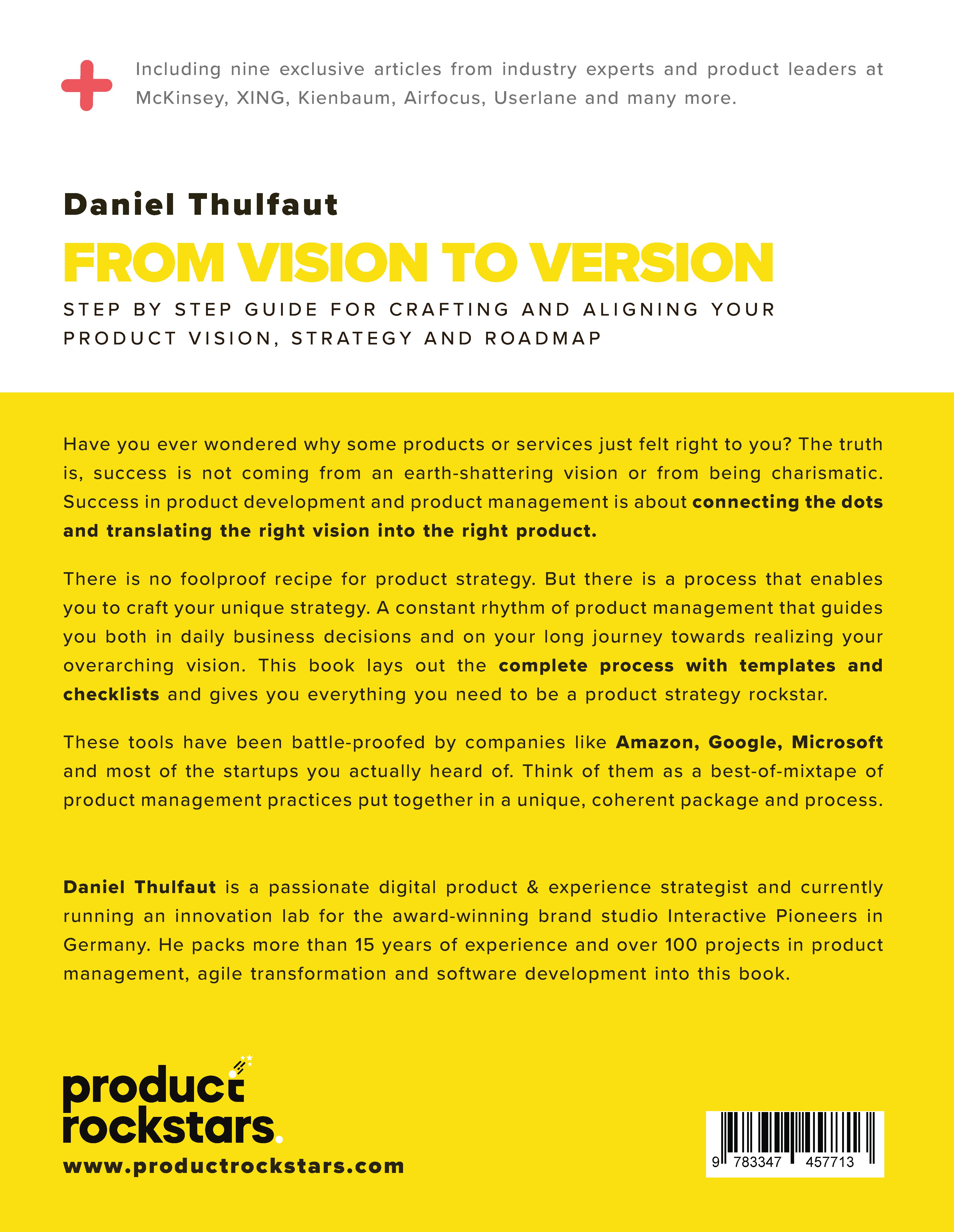 Rückseitencover From Vision to Version - Step by step guide for crafting and aligning your product vision, strategy and roadmap