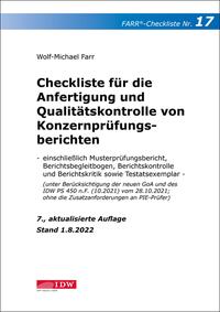 Vorderes Coverbild Checkliste 17 für die Anfertigung und Qualitätskontrolle von Konzernprüfungsberichten