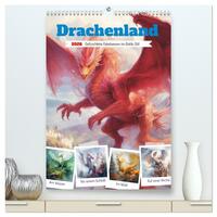 Vorderes Coverbild Drachenland. Gefürchtete Fabelwesen im Gotik-Stil (hochwertiger Premium Wandkalender 2026 DIN A2 hoch), Kunstdruck in Hochglanz