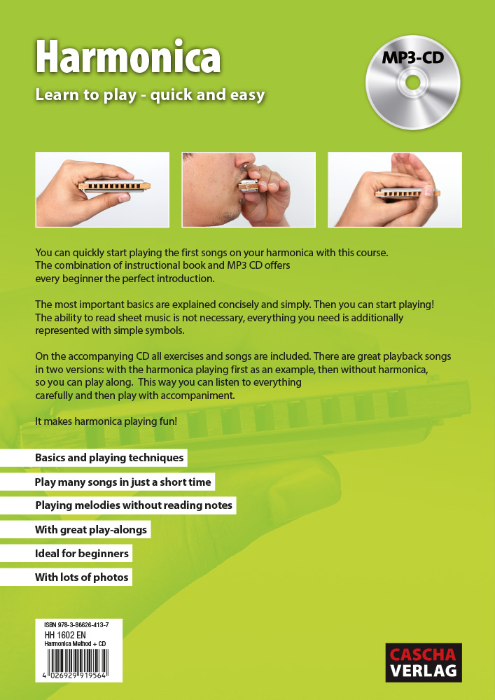 Rückseitencover Harmonica - Learn to play quick and easy + MP3-CD