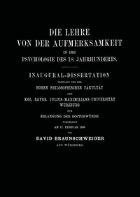 Vorderes Coverbild Die Lehre von der Aufmerksamkeit in der Psychologie des 18. Jahrhunderts
