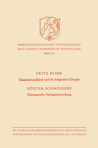 Vorderes Coverbild Gesamtdeutschland und die Integration Europas / Ökonomische Verhaltensforschung
