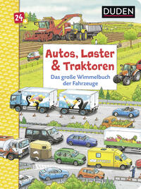 Vorderes Coverbild Duden 24+: Autos, Laster & Traktoren: Das große Wimmelbuch der Fahrzeuge