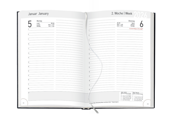 Beispielinhalt (Bild) Buchkalender Chef-Timer Balaton burgund 2026