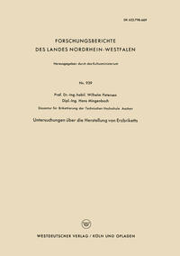 Vorderes Coverbild Untersuchungen über die Herstellung von Erzbriketts