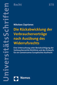 Vorderes Coverbild Die Rückabwicklung der Verbraucherverträge nach Ausübung des Widerrufsrechts