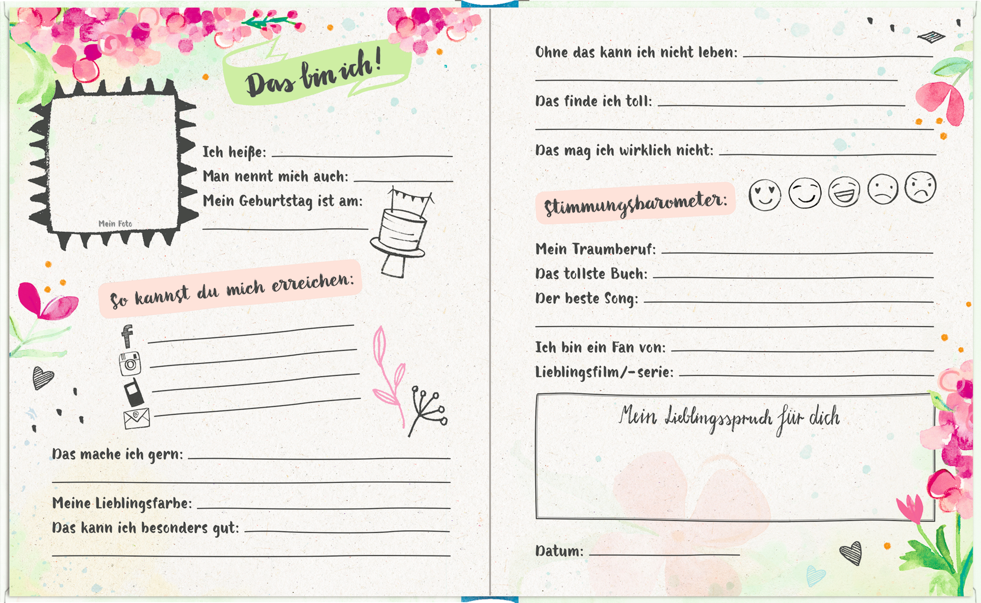 Beispielinhalt (Bild) Freundebuch – Best friends