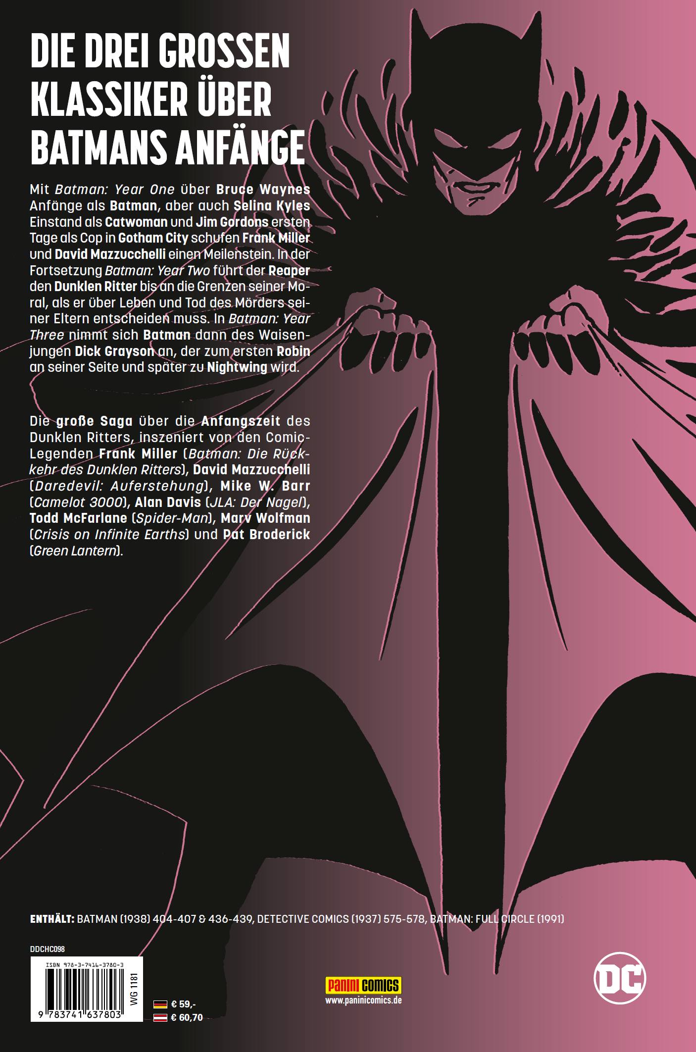 Rückseitencover Batman: Die ersten Jahre (Deluxe Edition)