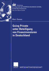 Vorderes Coverbild Going Private unter Beteiligung von Finanzinvestoren in Deutschland