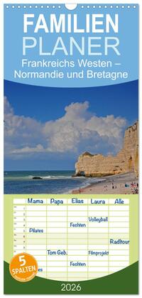 Vorderes Coverbild Familienplaner 2026 - Frankreichs Westen – Normandie und Bretagne mit 5 Spalten (Wandkalender, 21 x 45 cm) CALVENDO