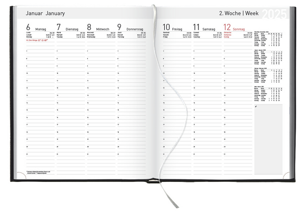 Beispielinhalt (Bild) Buchkalender Manager-Timer Balaton schwarz 2025