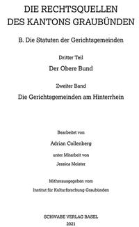 Vorderes Coverbild Die Rechtsquellen der Gerichtsgemeinden am Hinterrhein.