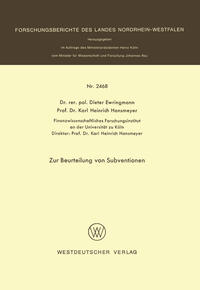 Vorderes Coverbild Zur Beurteilung von Subventionen