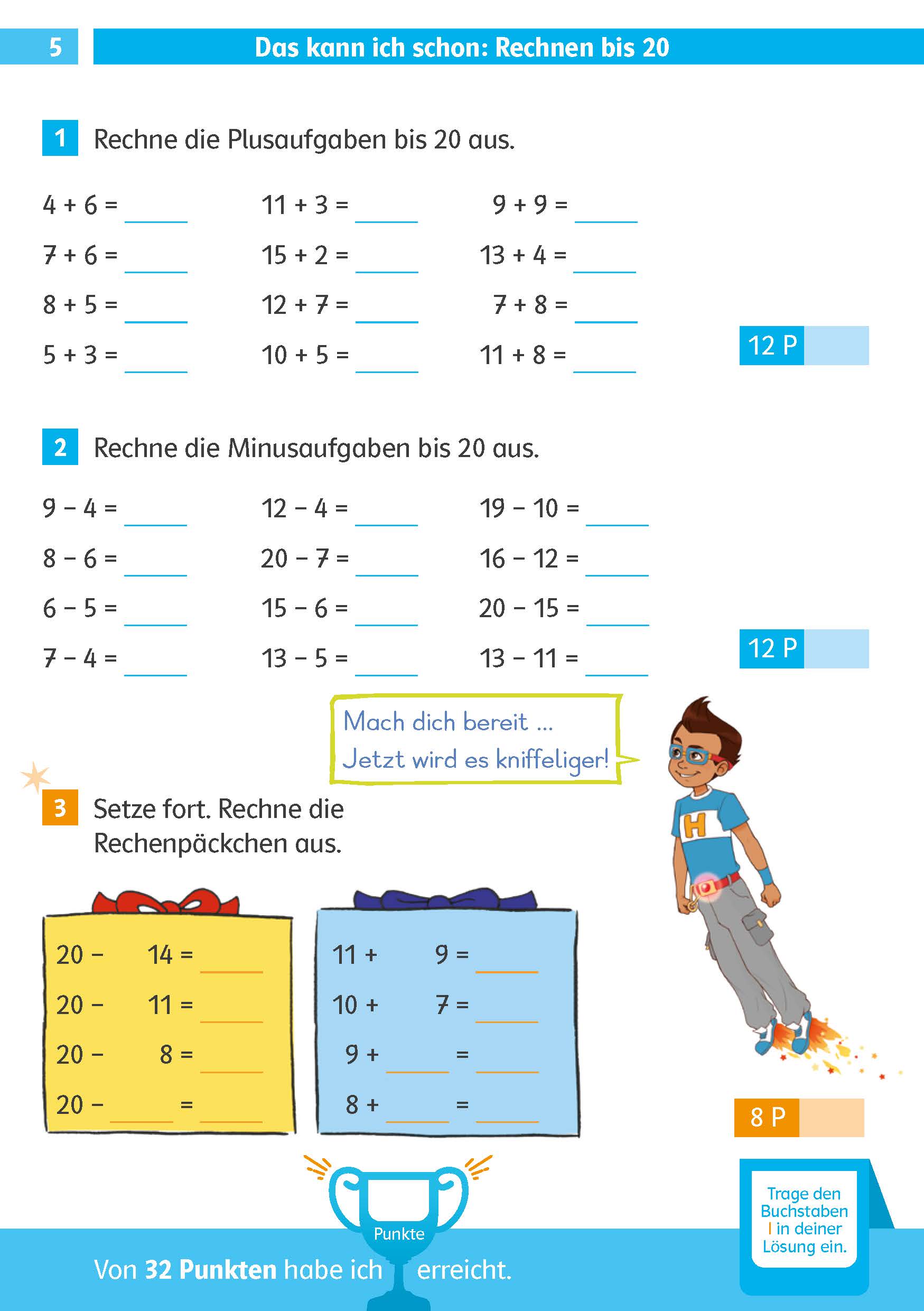 Beispielinhalt (Bild) Klett Die Mathe-Helden: Mathe-Testblock So gut bin ich! 2. Klasse