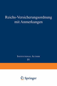 Vorderes Coverbild Reichs-Versicherungsordnung mit Anmerkungen