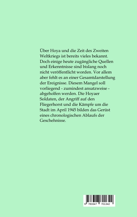 Rückseitencover Hoya und der Zweite Weltkrieg