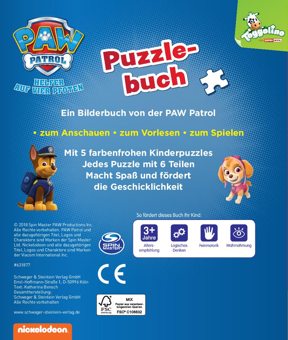 Rückseitencover Puzzlebuch Paw Patrol