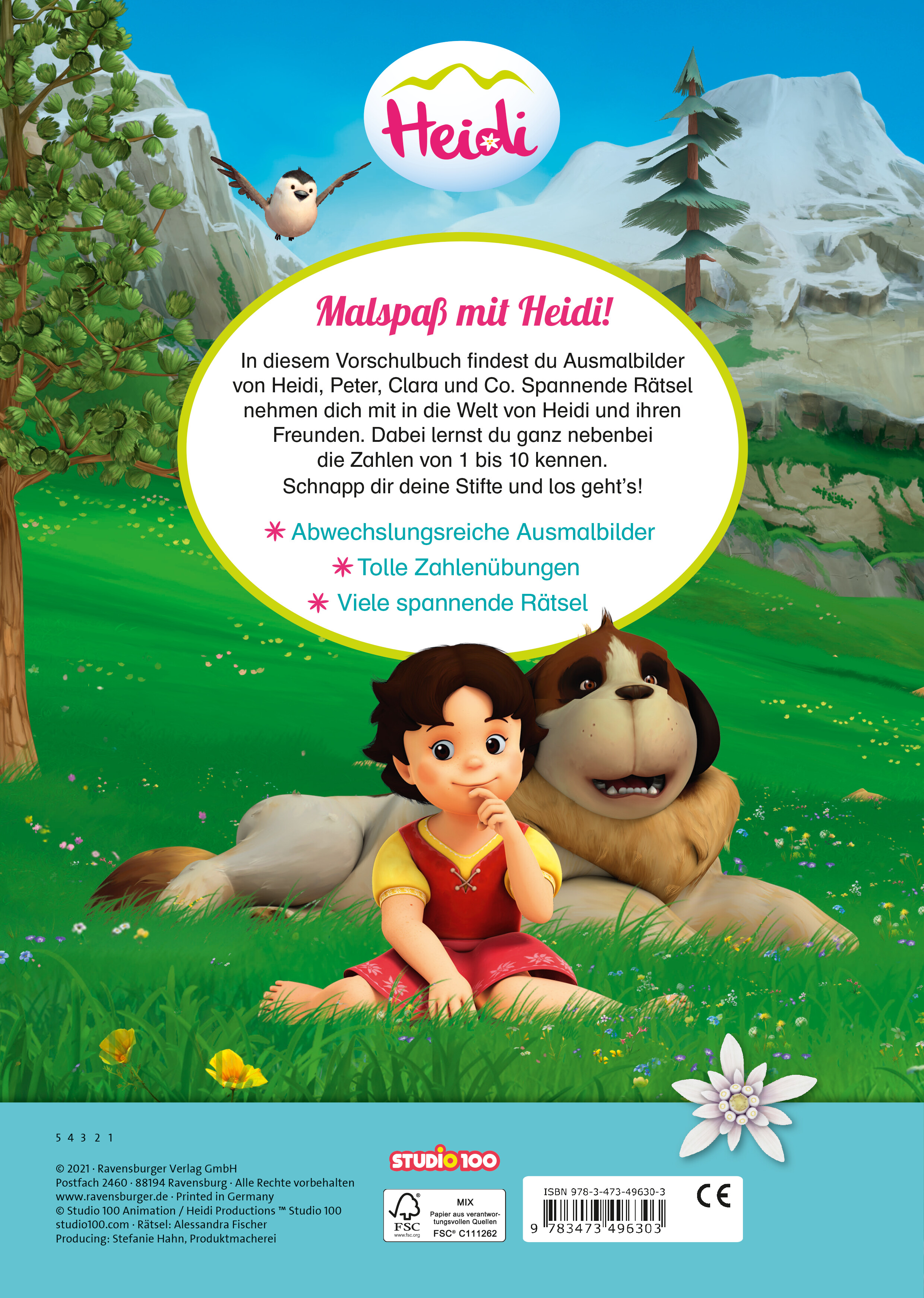Rückseitencover Heidi - Mein Vorschul-Malspaß Erste Zahlen