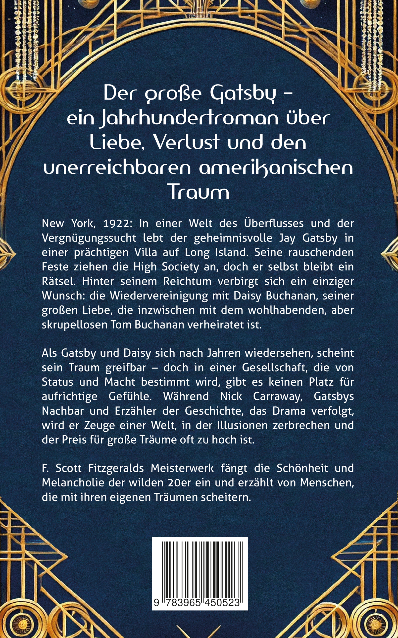 Rückseitencover Der große Gatsby. F. Scott Fitzgerald