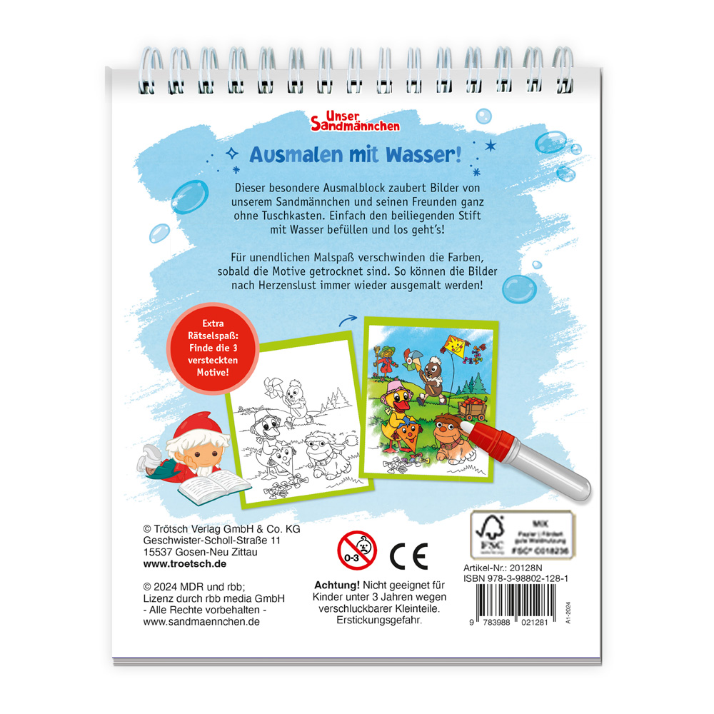 Rückseitencover Trötsch Unser Sandmännchen Zaubermalspaß mit Wasserstift