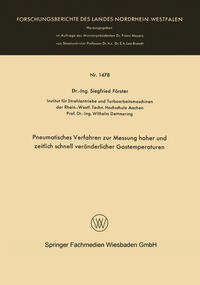 Vorderes Coverbild Pneumatisches Verfahren zur Messung hoher und zeitlich schnell veränderlicher Gastemperaturen