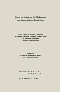Vorderes Coverbild Beitrag zur Aufklärung des Mechanismus der photographischen Entwicklung
