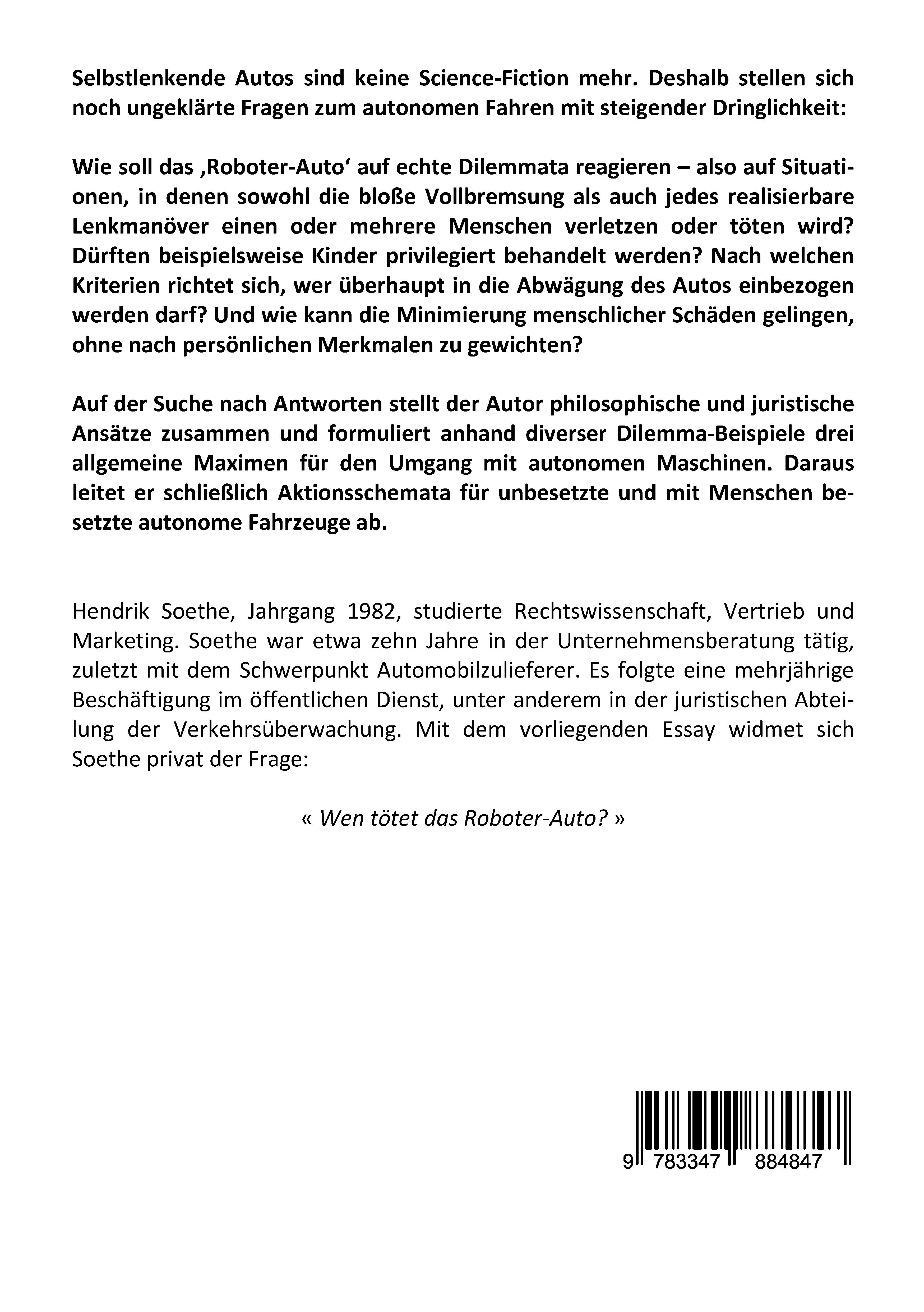 Rückseitencover Wen tötet das Roboter-Auto?